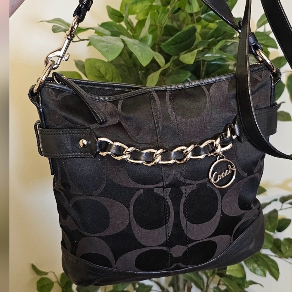 Coach Signature Optic Chain Duffle F19730 Black $ Brown 2012 Shoulder Handbag